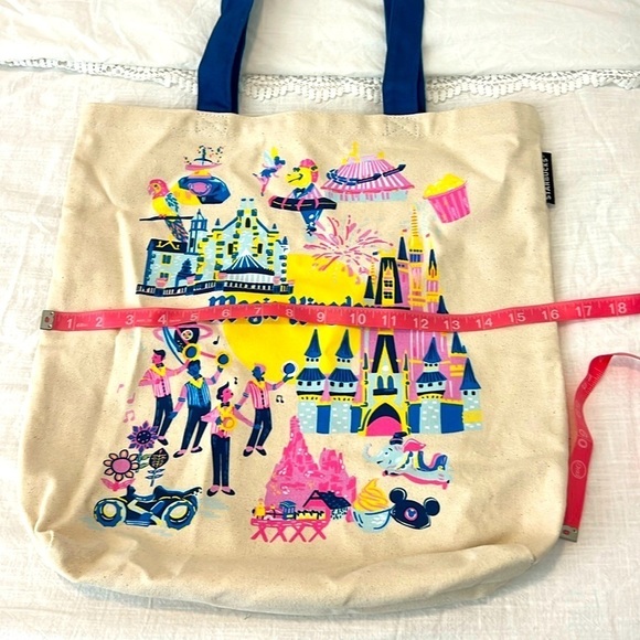 NWT Disney Parks Starbucks Magic Kingdom Discovery Series Canvas Tote WDW - Picture 4 of 17